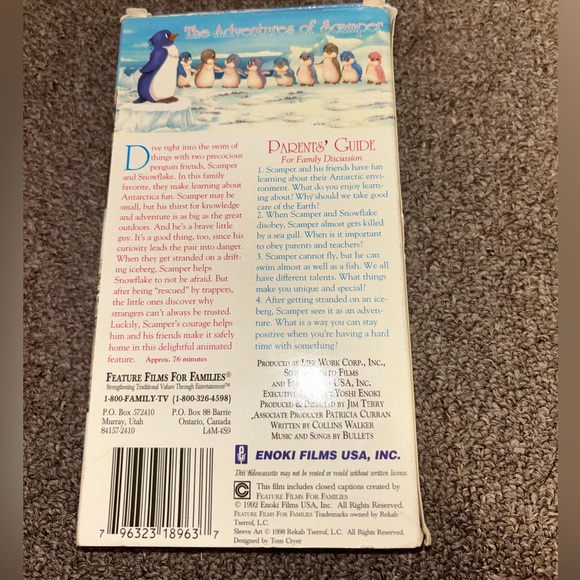 ~6/$10 MOVIES VHS/DVDS~ The Adventures Of Scamper The Penguin VHS Movie 1992 - Picture 3 of 7